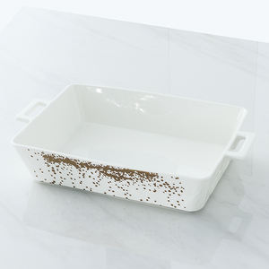 Plats à four rectangulaires en céramique et <span class=keywords><strong>porcelaine</strong></span> blanche nordique Towin, 10/12/14 pouces, écologiques, compatibles lave-vaisselle et micro-ondes - Product Image 5