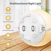 Lámpara Nocturna con Forma de Huevo, Éxito de Ventas en Comercio Electrónico, Cuidado de la Vista, RGB con Cambio de Color, Apta para Bebés, Carga USB, Temporizador, 1800 mAh