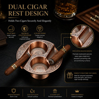 Cenicero de Cigarros de Bronce Vintage con Relieve, Soporte Doble para Cigarros, Cenicero de Metal Sólido, Accesorio de Fumar de Lujo, Regalo Empresarial para Hombres