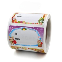 Étiquettes d'emballage cadeau personnalisées avec logo, adhésives et amovibles, décoratives, motif renne et bonhomme de neige
