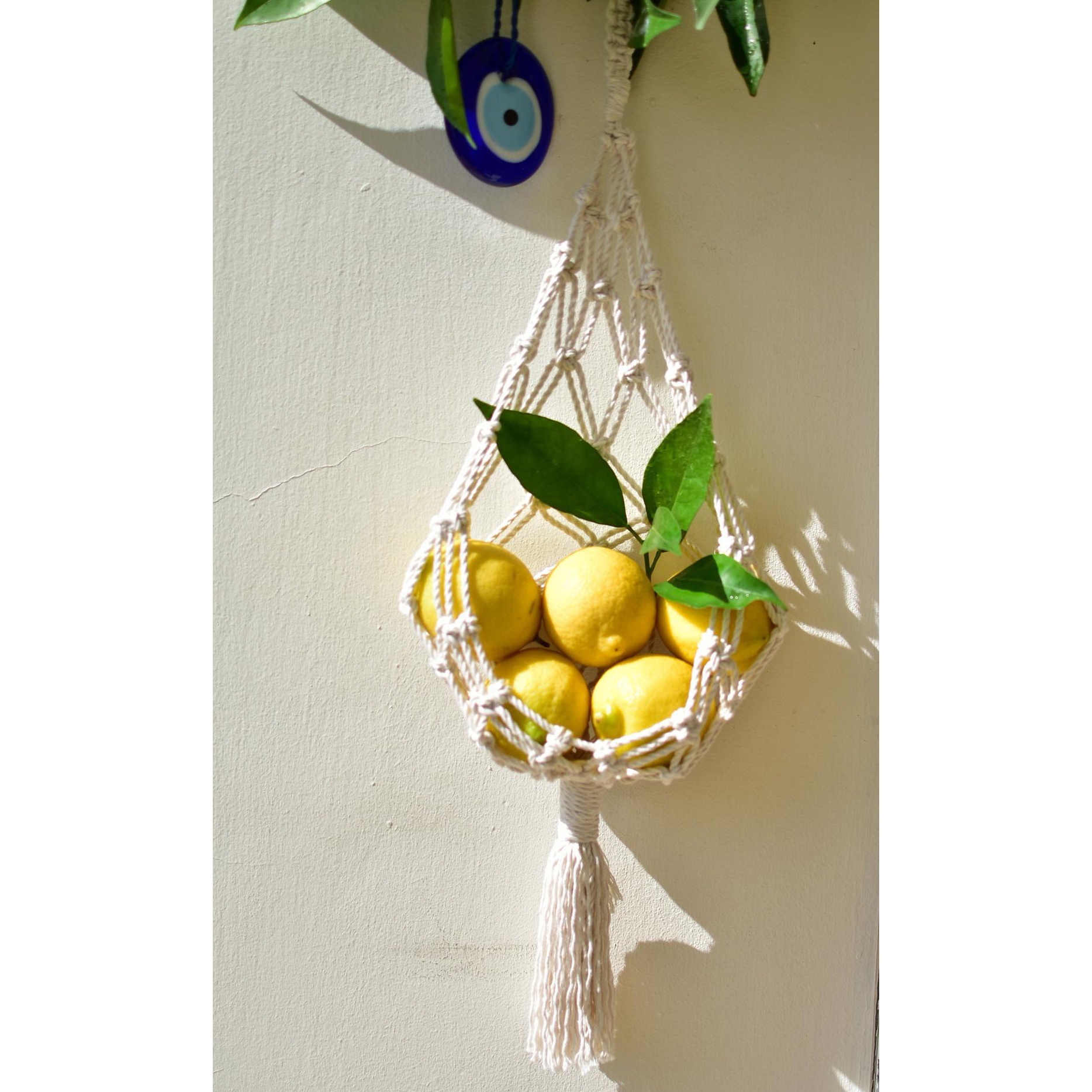 Haning Cesto Portaoggetti In Iuta Appendere - Set Di 3, Forma A Goccia, Stile Bohémien, Per Frutta E Verdura