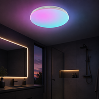 Ventilateur de plafond tout-en-un pour salle de bain avec éclairage couleur spectre complet, audio Bluetooth et surveillance de l'humidité