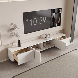 Modern Minimalist White TV Cabinet With Storage For Living Room <b>Small</b> Apartment Floor Standing Design - Product Image 4