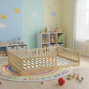 Letto in Legno Massello Stile Montessori con Ringhiere e Porta, Comoda Culla in Legno Adatta <span class=keywords><strong>per</strong></span> una Camera da Letto - Product Image 6