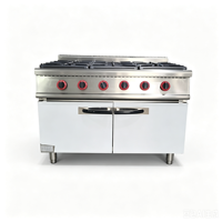 Nouvelle cuisinière à gaz professionnelle 6 brûleurs avec four encastré en acier inoxydable – Équipement de cuisson