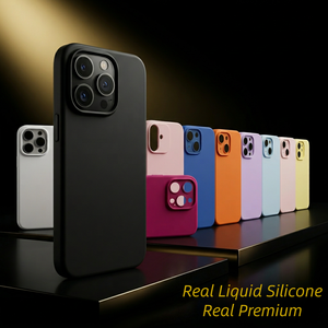 Coque de téléphone en silicone liquide compatible avec aimants puissants pour iPhone 17 16 15 <span class=keywords><strong>Pro</strong></span> Max, Housse de protection antichoc de luxe au toucher doux - Product Image 1