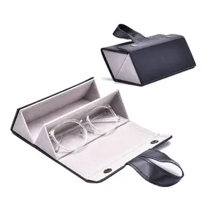 2スロットトラベルサングラスオーガナイザーコレクター-複数のレザーサングラスケース折りたたみ式眼鏡収納ボックスハンギングアイウェア