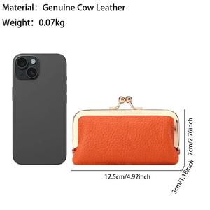 Monedero AndoBag para Mujer, de Cuero Vacuno Genuino, Bolso de Mano Elegante para Dama, Mini Bolsa para Guardar Lápiz Labial con Cierre de Beso 1472 - Product Image 3