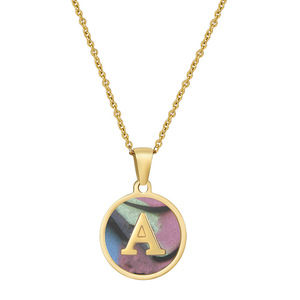 Zogxin Letter Necklace Gold Initial Pendant Round Stainless Steel For Women Gift Daily Wear - Product Image 5