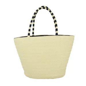 Handmade Crocheted Straw Tote Bag China Supplier's New Design OEM Summer Fashionable Bucket Bag for Ladies