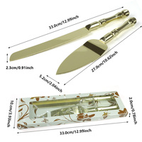 Outils de gâteau fête en acier inoxydable or désherbage gâteau pelle couteaux cutter avec manche ps
