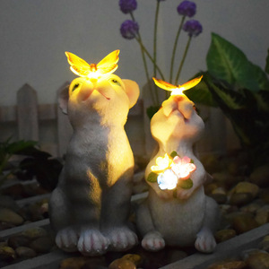 Solar <b>Rabbit</b> Garden Light Resin Sculpture Outdoor Waterproof LED Solar Powered Decorative <b>Lamp</b> for Yard Patio - Product Image 3