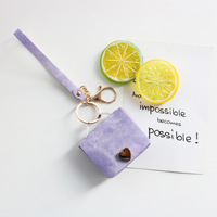 Mini porte-monnaie en jean et cuir avec porte-clés cœur doré, petite pochette pour écouteurs, pochette de poignet, porte-clés mignon pour filles