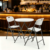 Meubles de fête d'extérieur modernes, table ronde pliable en plastique HDPE avec structure en métal pour les événements de mariage, banquets, hôtels et villas