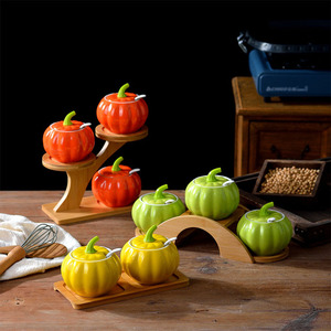 <span class=keywords><strong>Set</strong></span> di 3 Barattoli in Ceramica Colorata per Zucchero e Spezie - Product Image 2
