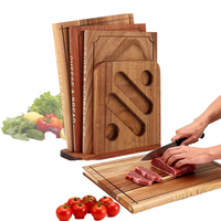 Ensemble de planches à découper en bois OEM ODM avec support de rangement, fabricant certifié FSC FDA, planche à découper unique pour la décoration de la cuisine à domicile, cadeau