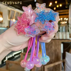 New Cute Glitter Star Balls Elastic Hair Ties Kids Sweet Bling Sequins Hair Rope For Girls Accessories