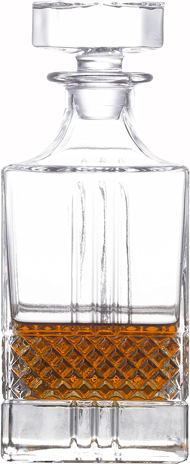 Whiskey Decanter and Glass Stopper 27 oz Square Decanter for Whiskey