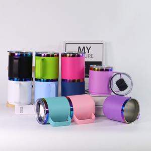 14oz Tumbler çift duvar vakum yalıtımlı 12oz gökkuşağı kaplama paslanmaz çelik bardak ile kayar kapak lazer gravür logosu için - Product Image 1