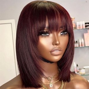 Pronto per la spedizione corta parrucca Bob 5x5 HD chiusura dritta Bob parrucca <span class=keywords><strong>con</strong></span> <span class=keywords><strong>frangia</strong></span> <span class=keywords><strong>capelli</strong></span> umani senza colla pizzo Bob <span class=keywords><strong>parrucche</strong></span> per donne nere - Product Image 3