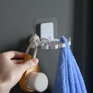 High-capacity <b>Wall</b> Rack Bathroom Towel Rack Self-adhesive Plastic <b>Hook</b> Storage Towel Storage Rack - Product Image 5