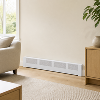Cache-radiateur réglable en acier galvanisé de 1,2 m, blanc, résistant à la rouille, avec embouts gauche et droit pour chauffage hydronique