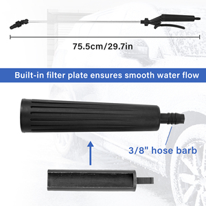 Vòi phun đa năng làm vườn, kiểu cần gạt, điều khiển bằng ngón tay cái, chất liệu nhôm, có thể kéo dài - Product Image 3