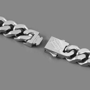 Cadena cubana de eslabones rectangulares grandes y pesados para hombre, collar de acero inoxidable estilo Miami, joyería con dijes. - Product Image 6