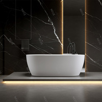 Baignoire en acrylique de trempage autoportante blanche en porcelaine de forme ovale de haute qualité