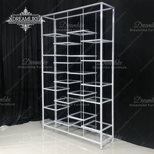 Su misura <span class=keywords><strong>bianco</strong></span> trasparente vetro superiore del <span class=keywords><strong>vino</strong></span> espositore in ferro vernice finitura elegante pannello per mobili per la casa eventi di nozze feste - Product Image 3