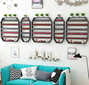 <b>Wall</b> Mounted Nail Polish Display Rack Metal Salon Storage <b>Shelf</b> Gold Color Multi Tier Organizer - Product Image 5