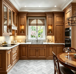 Gabinetes de Cocina Modernos Allure de Madera Sólida Personalizados, Isla de Cocina Modular de Alta Calidad con Encimera de Vidrio y Mármol, Fregadero para Apartamento - Product Image 2