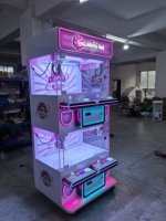 Machine à griffes 4 joueurs, machine à attraper les prix, machine de jeu attrape-peluches avec lumière LED pour centre de jeux et centre commercial