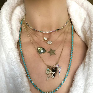 สร้อยคอจี้อัญมณี925เงินฟาติมาจี้มือ-โอปอลแท้และชุบทอง-เครื่องประดับทางจิตวิญญาณที่ทันสมัย - Product Image 2