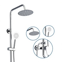 Ensemble de douche chromé tout en cuivre avec douchette pluie à deux/trois réglages ; Robinetterie de salle de bain en gros