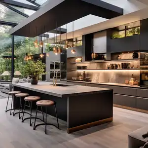 Großhandel Haus komplett Küche Insel Schrank modernes Design modularer laminierter Holzschrank Küchenmöbel für Zuhause