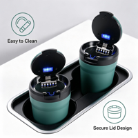 Cendrier de voiture compact JIJU NOUVEAU 2026 7,7*7cm avec lumière LED nocturne – Gardez votre voiture propre – Accessoires pour fumeurs