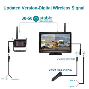 شاشة مراقبة رقمية لاسلكية مقاس 5 بوصات مع كاميرا خلفية للرجوع للخلف تعمل بجهد 12-24 فولت للمركبات الترفيهية والكرفانات والمقطورات والمنازل المتنقلة - Product Image 3