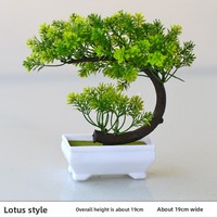 Plante artificielle en pot de lotus bonsai, décoration de bureau intérieure, centre de table en plastique de 19 cm pour tables basses