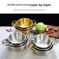Bol à nouilles instantanées en acier inoxydable 201 de style coréen, compatible lave-vaisselle, compatible tous feux, facile à nettoyer, petit pot à fondue, pot à soupe