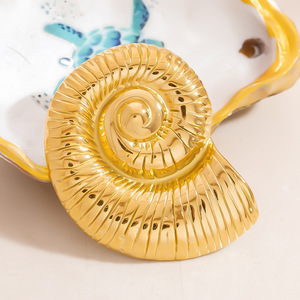 เข็มกลัดเปลือกหอยสังข์สแตนเลสชุบทองเครื่องประดับแฟชั่นสตรี - Product Image 4