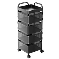 Groothandel Koolstofstaal Meerlagige Roterende Manden Rek Opslag Plank Keuken Trolley Kar Groente Fruitmand Voor Voedsel