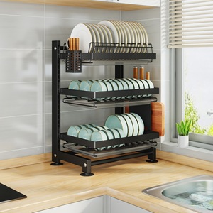 Altura ajustável Multifuncional Pia Prato Rack Com Utensílio Placa De Corte Knife Holder <span class=keywords><strong>Home</strong></span> Acessórios Titulares De Armazenamento - Product Image 4