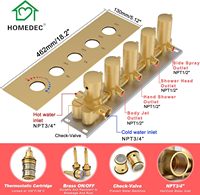 Ensemble de robinetterie de douche thermostatique de luxe 16 pouces en or brossé avec valve NPT, système de douche moderne pour salle de bain