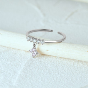 CANNER Nuevo Anillo con Colgante de Flor para Niñas, Plata 925, Zirconia Rosa, Ajustable, Regalo para Mujeres - Product Image 4