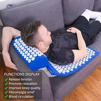 Tapis d'acupression et ensemble d'oreiller de massage Sensi pour soulager les douleurs au cou, aux pieds et au dos avec des matériaux en coton et en PVC
