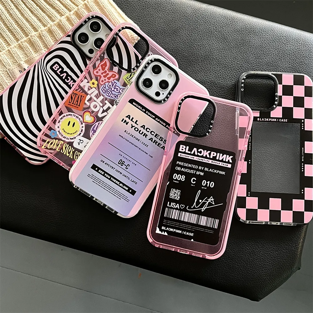 Ins Art Retro Cute Graffiti Label Korea Phone Case For iPhone 14 13 11 Pro Max Xr X Xs Max 7 8 Plus Clear Soft TPU Cases Cover