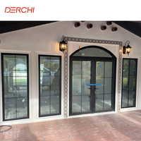 Ventanas de Aluminio de Doble Acristalamiento Triple DERCHI, de Piso a Techo, con Vidrio Templado, Aislamiento Térmico y Forma Arqueada para Hotel