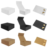 Custom Handmade Logo Recycled Cardboard Packaging Magnetic Closure Black Foldable Paper Gift Boxes for Shoe Clothes