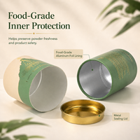 Tubo de Papel Kraft Reciclado, Biodegradable, de Grado Alimenticio, con Revestimiento de Lámina y Estampado en Caliente, para Envasado de Matcha en Polvo |